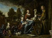 Jan Weenix Agneta Block and her family at their summer home Vijverhof with her cultivated pineapple Germany oil painting artist